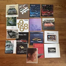 Lot of 18 Pontiac Dealer Sales Brochures 1960s 1970s 1968 1969 GTO Car Catalogs