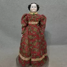 20" antique German china shoulder head & cloth doll with period style dress 1880