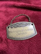 Vintage Wine/Whiskey Barrel Claim Tag, Twin Bridges in Sarnia, Ontario, Canada.