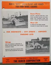 1975 Burch Wheel Loader Snow Plows Construction Sales Brochure