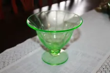 New ListingVintage Green Footed Glass Compote Bowl