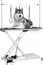 47" Electric X-Lift Dog Grooming Table Heavy Duty Grooming Station w 4 Noose