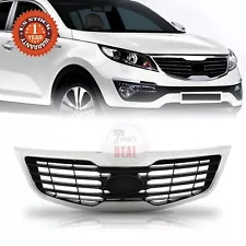 Grille w/ Gray Insert For 2010 2011 2012 2013 Kia Sportage Chrome Shell Plastic