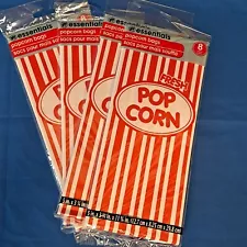 NEW Lot 4 Packages POPCORN BAGS 32 Total Retro Red White Stripe Containers Tubs