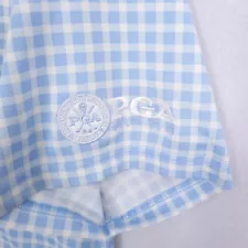 Southern Tide Polo Shirt Tide To Trail PGA Golf Club Mens L Blue Checkedð