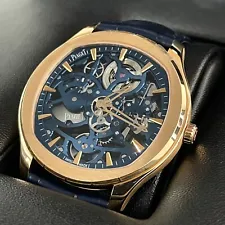 NEW PIAGET POLO SKELETON ULTRA THIN 42 MM ROSE GOLD BLUE FULL SET ref: G0A46009
