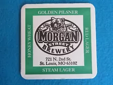 Beer Coaster ~ MORGAN STREET Brewery Steam Lager ~ St Louis, MISSOURI Since 1995