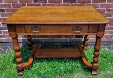 Antique Tiger Oak Library Table/Desk w/Drawer 52x28" 29" T Quarter Sawn Entry