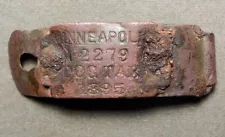 Dog License Tax Tag: Minneapolis Dog Tax 1895, #2279.Brass, all incuse, about 36