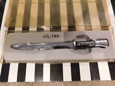 Vintage Mil-Tec Knife Shaped like German WW2 Mauser K98 Bayonet Knife + Box