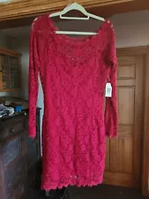 NWT Jump XL Vibrant Red Lace Dress With Line Knee-length