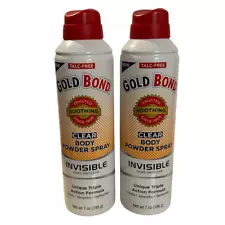 Gold Bond Body Powder Spray, No Mess Invisible Clear, 7oz Can, Lot of 2 New