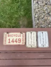 Dubuque Iowa Bicycle License Plates Lot Of 3