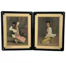 2 Rudolf Lesch Fine Art Prints Sir Gerald Kelly Burmese Dancer In Yellow/Pink