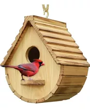 Natural Wooden Birdhouse Bluebird Finch Cardinal Hanging Birdhouse For Garden