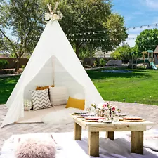 85" Height Luxury Lace Teepee Tent Super Large Teepee Tent w/ Shiny Star Lights