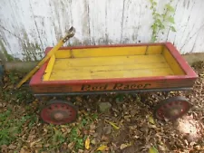 Vintage Antique Red Racer Wagon Wood