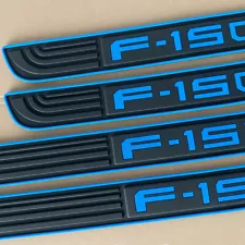 Blue Tims For Ford F150 Rubber Car Door Scuff Sill Cover Panel Step Protector X4