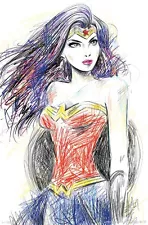 WONDER WOMAN - SKETCH POSTER 22x34 - DC COMICS JUSTICE LEAGUE 15735