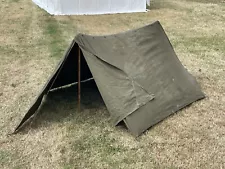 GENUINE WW2 DATED US ARMY OD COTTON CANVAS SHELTER HALF PUP BIVI TENT