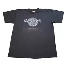 Vintage Hard Rock Cafe Singapore T-Shirt Men's Large L Black Sun Damage Tee