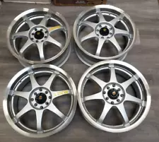 JDM NEW TEAM LOCO RACING WHEELS 4x100 - 4x114.3 17"x7J +47 OFFSET SET OF 4