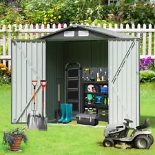 Outdoor Metal Storage Shed Heavy Duty W/Lockable Door 6"x 4" For Garden Backyard