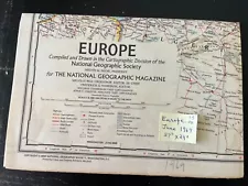 VINTAGE EUROPE WALL MAP National Geographic June 1969