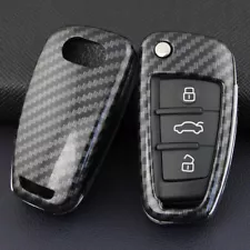 For Audi A1 A3 S3 Q3 Q7 TT Carbon Fiber Hard Flip Key Fob Case Shell Cover