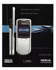 Nokia 8801 Cell Phone Print Ad T Mobile Advertising Reflect Way You Live 2006