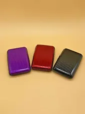 New ListingSet of 3 Red, Black & Purple RFID Credit/Debit Card Anti Scanner Metal Cases