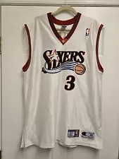 Vintage Champion ALLEN IVERSON White SIXERS 76ers Mens NBA Team JERSEY Size 48