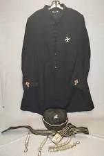 Vintage Masonic Knights Templar Wool Coat Belt w/ Buckle & Hat Lot