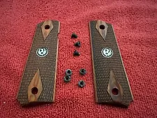 1911 Ruger SR 1911 45 ACP Factory Wood Grips 3 Mounting Screws 4 Grip Bushings