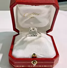 CARTIER PLATINUM 4.45ct EMERALD CUT E-VS1 DIAMOND RING GIA Certificate & Box !