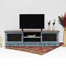 Tv Stand Wooden Antique Blue 179 Cm