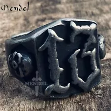 MENDEL Gothic Mens Biker Skull Number 13 Ring For Men Stainless Steel Size 7-15