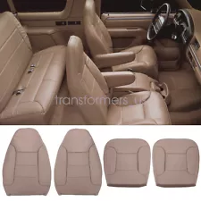 For 1992-1996 Ford Bronco Driver & Passenger Bottom & Top Leather Seat Cover Tan