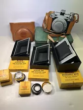 Rare Lot -Kodak Medalist II Film Camera w/tin full of Accessories