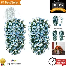 2 PCS Faux Silk Blue Orchid Vines - UV Resistant Hanging Plants for Outdoor E...