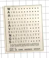 1942 War Savings Bonds Issued By Geo W King Savings Group