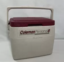 COLEMAN Personal 8 Cooler Ice Chest Burgundy Camping Hunting Fishing 5272