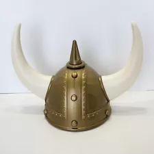 Adult Medieval Gold Viking Helmet Horns Plastic Halloween Costume Theater