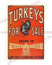 cafe pub poster metal wall art Beacon Feeds Turkeys For Sale sign metal tin sign