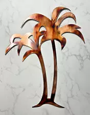 Dual Palm Trees - Metal Wall Art - Copper/Bronzed Plated 36" x 28 1/4"