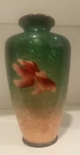 VTG Japanese Ginbari Cloisonne Enamel Vase Koi Fish 7.5” Amazing Color READ