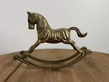 Vintage Brass Gold Rocking Horse Decor 7’ x 5’ Antique Gold