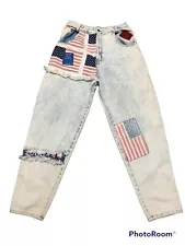 vintage gino venucci Acid Wash American Flag Distressed Jeans Size 34 Rare!!