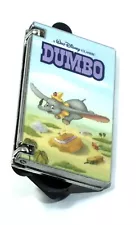 Disney Pin Trading Dumbo Movie VHS Tape Hinged Opens The Flying Elephant Cartoon