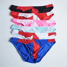 6PCS Men's Satin Briefs Sexy Smooth Underpants Gay Underwear Male Panties S M L